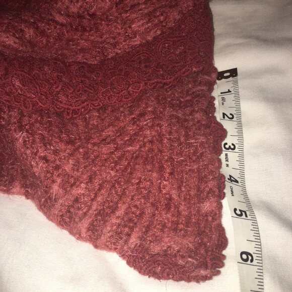✨️3 For $20✨Knox Rose sweater XL maroon eyelash 3/4 sleeve lace oversize Cottage - Picture 8 of 8